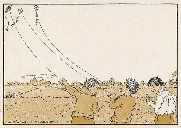 3 Boys Fly Kites 1912