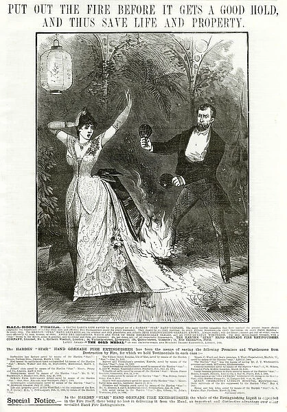Advert for Harden hand granade fire extinguisher 1886