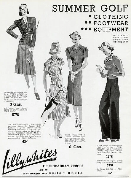 Advert for Lillywhites summer golf 1938