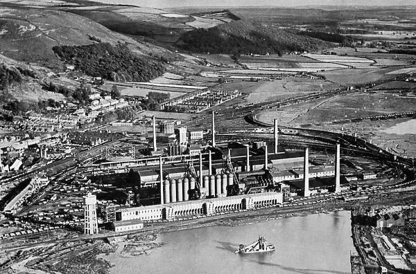 Air view of Margam steel works, Port Talbot, South Wales