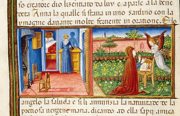 Annunciation to Saint Anne. Codex of Predis (1476). Italy