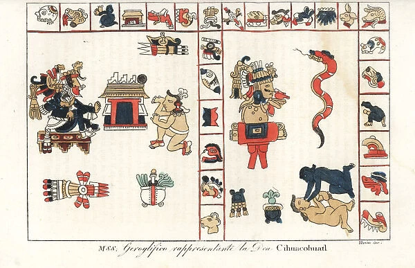 Aztec hieroglyphs depicting the god Cihuacoatl