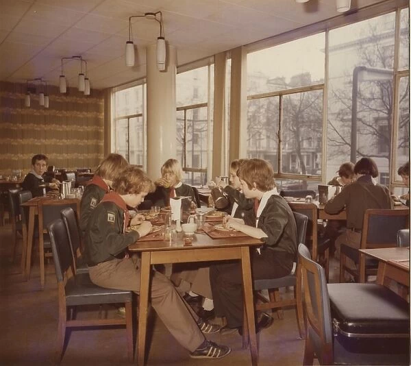 Cub Scouts in refectory, Baden Powell House, London
