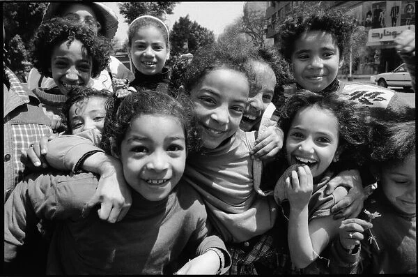 Egyptian children laughing, Egypt. Date: 1980s