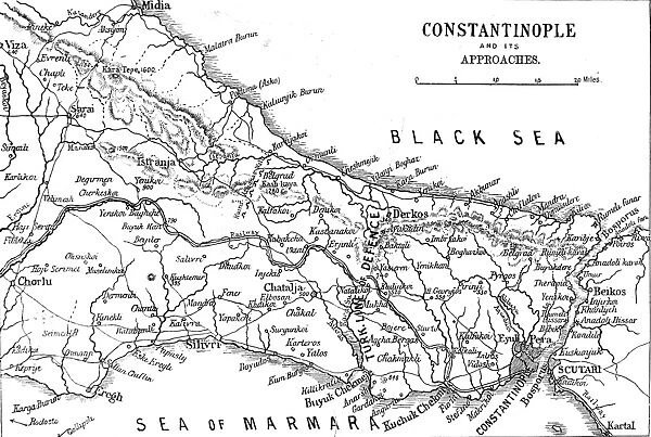 Map of Constantinople, Turkey, 1878