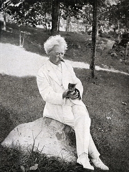 Mark Twain - Holding Cat