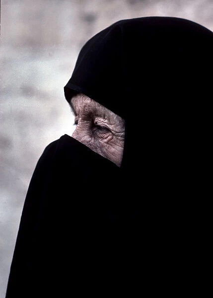 Muslim woman in black burka or niqab - Istanbul, Turkey