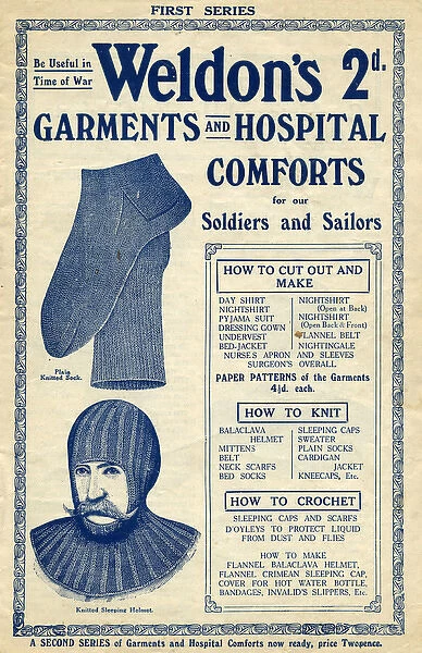 Weldons garments & hospital comforts, knitting booklet, WW1
