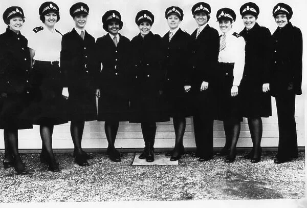 Ten women police officers in updated uniform, London