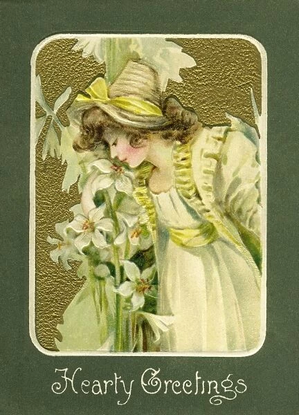 Young girl with lilies