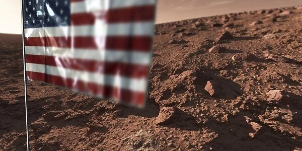 US flag on Mars, artwork