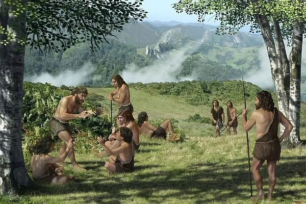 Neanderthals in summer, artwork