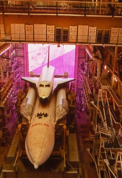 Soviet space shuttle, Buran, on launchpad