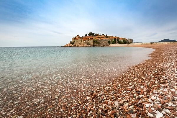 The 5-star hotel resort of Aman Sveti Stefan set on a small islet on the Adriatic coast