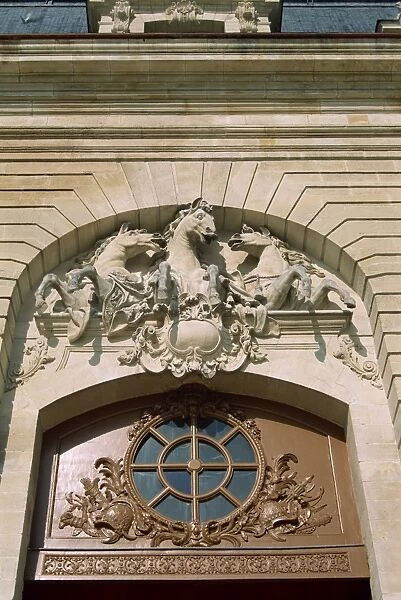 Sculpture of horses on the Musee Vivant du Cheval at Chantilly, in Picardie