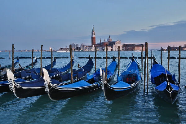 Gondolas along the Grand Canal, Venice Italy
