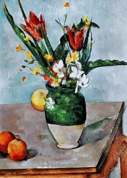 CEZANNE: TULIPS, 1890-92. Paul Cezanne: Vase of Tulips. Oil on canvas, 1890-92