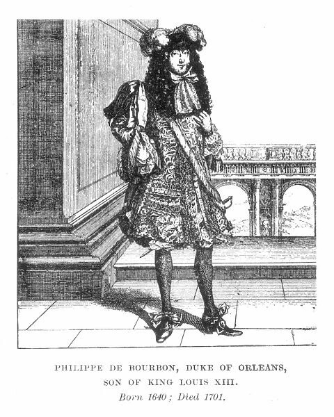 DUKE OF ORLEANS (1640-1701). Philippe de Bourbon, duc d Orleans. Son of King Louis XIII of France. Contemporary French line engraving