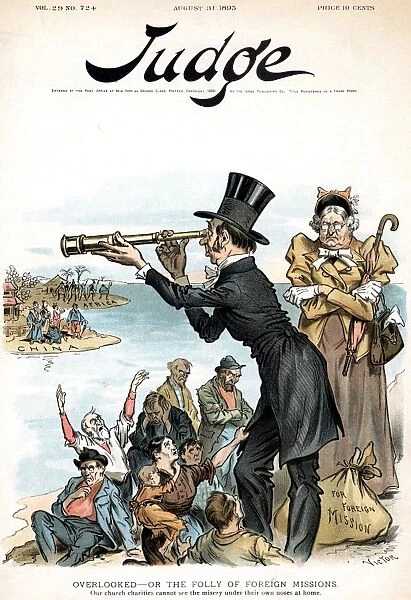 MISSIONARY CARTOON, 1895. Overlooked - or The Folly of Foreign Missions : American