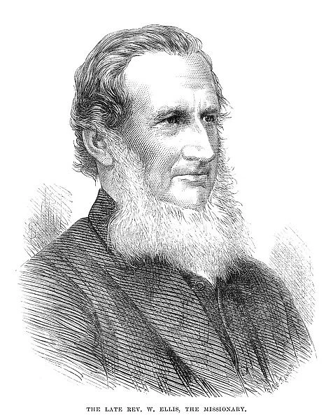 WILLIAM ELLIS (1794-1872). English missionary and author. Engraving, 1872