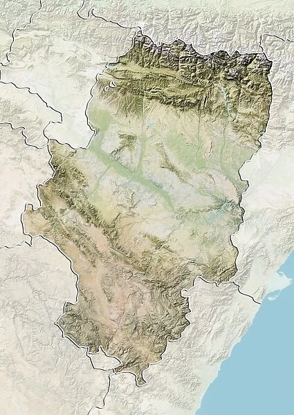 Aragon, Spain, Relief Map