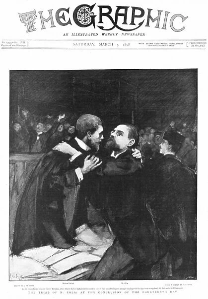 Emile Zola (1840-1902) French novelist, on trial for defamation of French military