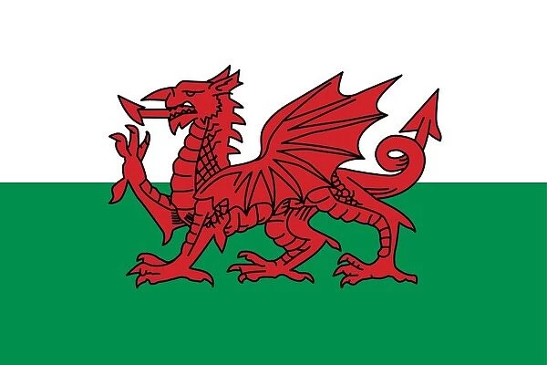 Flag of Wales, a constituent unit of the United Kingdom that forms a westward extension of the island of Great Britain