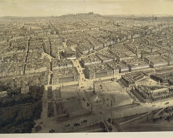 France. Paris, View of the city from above the Chamber of Deputies by Arnout, lithography