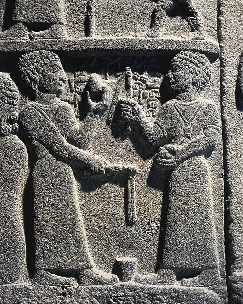 Hittite civilization, Relief portraying two young people playing with spinning top, From Carchemish, Turkey