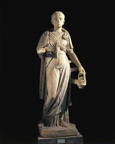 Italy, Sicily, Taormina, Statue representing an Isis priestess, marble