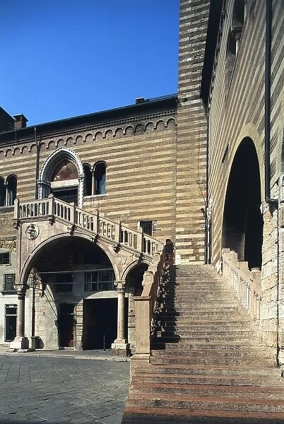 Italy, Veneto, Verona, Palazzo del Comune o della Ragione, Scala della Ragione staircase
