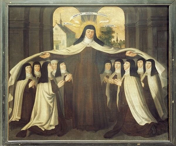 Saint Teresa of avila Covering a Community of Carmelites with her Mantle