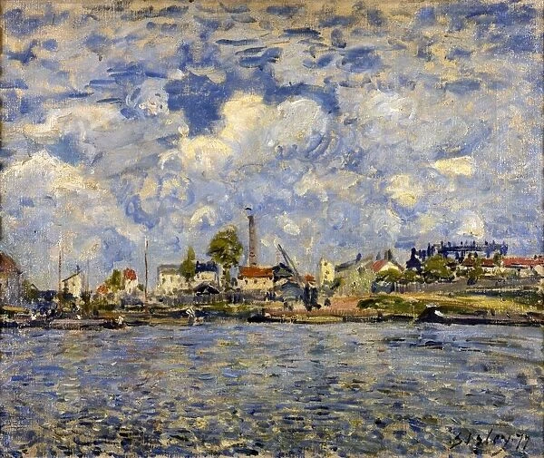 The Seine au point du jour 1877: Alfred Sisley (1839-1899) French painter. Oil on canvas