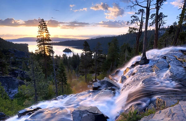 A beautiful sunrise at Eagle Falls at Emerald Bay in Lake Tahoe, California
