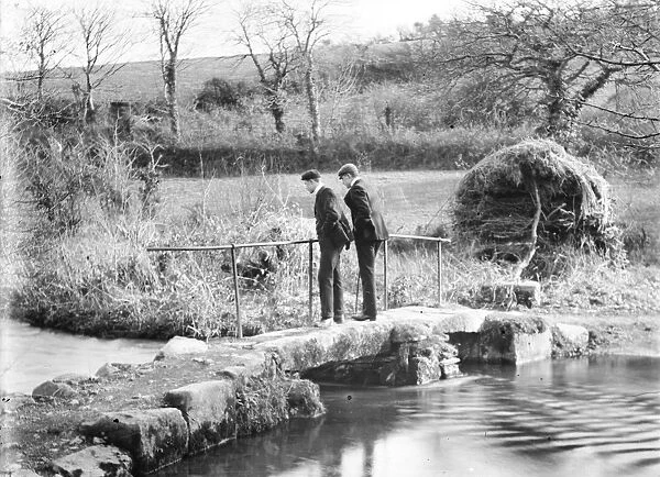 Footbridge on the River Kenwyn, Newmills, Kenwyn, Cornwall. Early 1900s