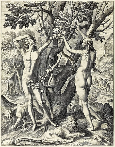Adam and Eve in the Garden of Eden (engraving)