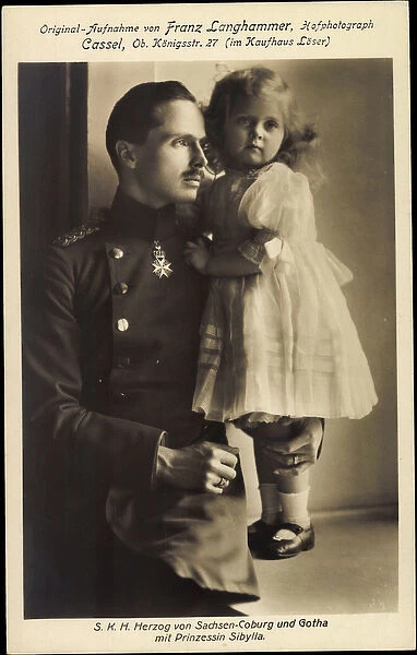 Ak Duke of Saxony Coburg Gotha with Princess Sibylla (b  /  w photo)