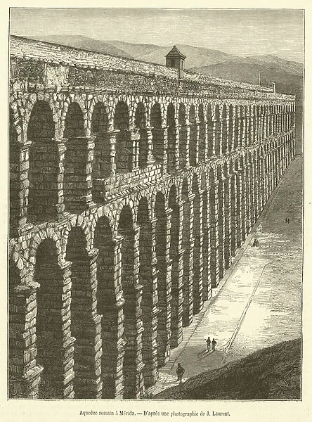 Aqueduc romain a Merida (engraving)