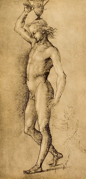 Bacchus known as 'l Idolino', drawing by Raphael. Gabinetto dei Disegni e Stampe, Uffizi Gallery, Florence