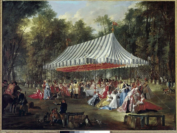 Banquet in the park. (oil on canvas, 1766)