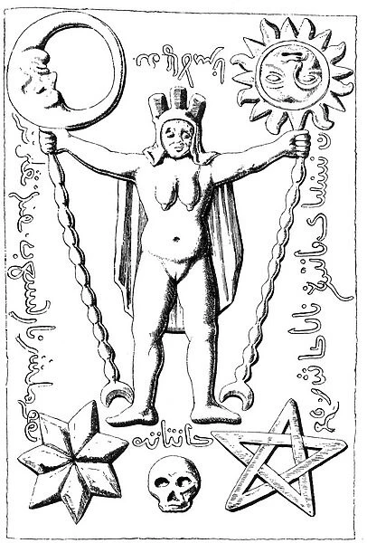 The Baphomet of the Templars, illustration of a stone casket found at Essarois (Burgundy