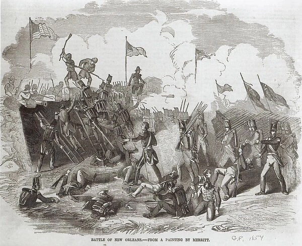The Battle of New Orleans, 8th January 1815, engraved by Thomas Phillibrown, 1856