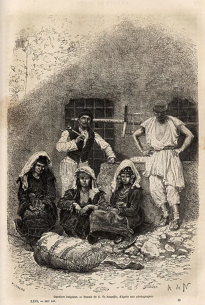 Bulgarian workers, near Sophia, engraving after the drawing of A