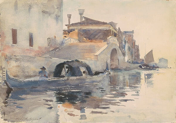 Canal Scene, Ponte Panada, Fondamenta Nuove, Venice, c. 1880-82 (w  /  c over pencil on paper)