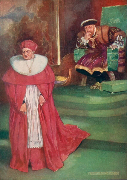 Cardinal Wolseys last interview with King Henry VIII, 1529 (colour litho)