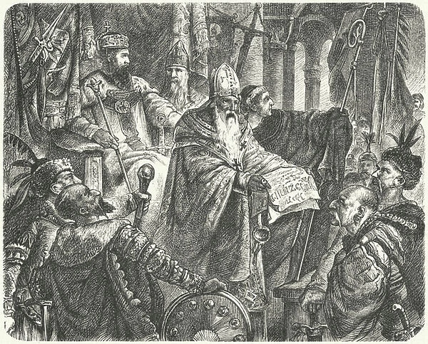 Casimir III of Poland proclaiming the Statute of Wislica, 1347 (engraving)