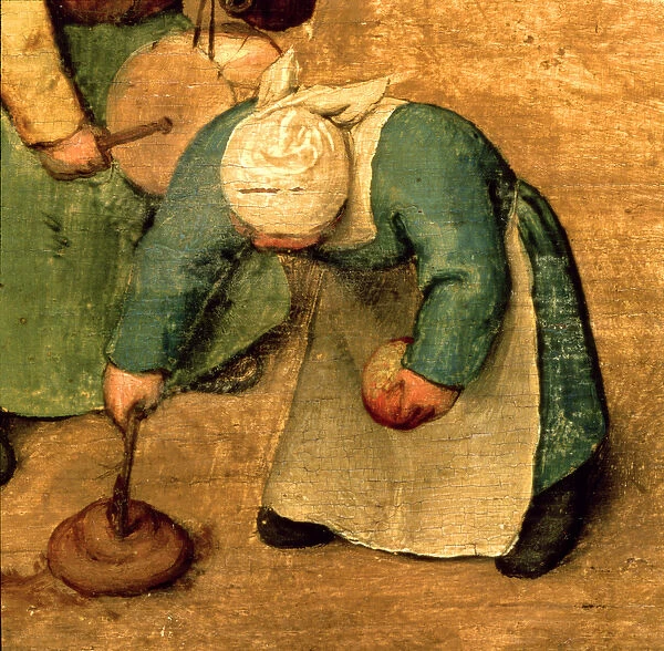 Childrens Games (Kinderspiele): detail of a girl playing with a spinning top