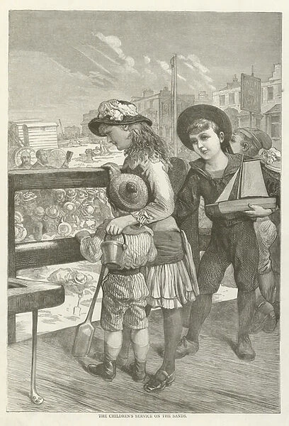 The childrens service on the sands (engraving)