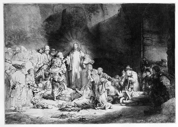 Christ preaching in a rocky landscape, c. 1645 (etching)