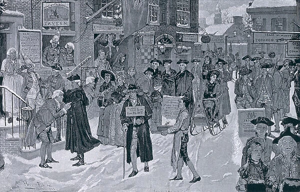 Christmas Morning in Old New York Before the Revolution, illustration from Harpers Weekly, pub